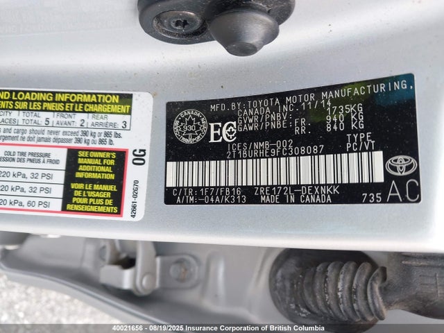 Продаж на аукціоні авто 2015 Toyota Corolla Le, vin: 2T1BURHE9FC308087, номер лоту: 40021656