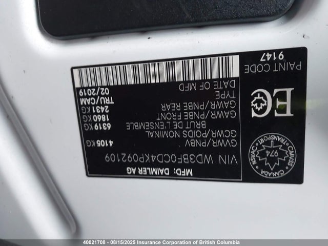 WD3BF0CD4KP092109 Mercedes-Benz om 642 with brake assist