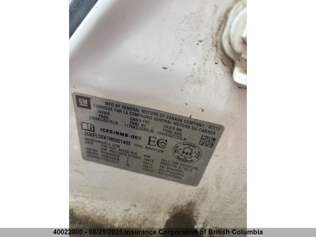 2GKFLSEK1H6351403 GMC lea - sidi: spark ignited direct injection, e85 max, alum
