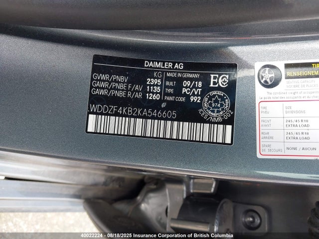 WDDZF4KB2KA546605 Mercedes-Benz m274