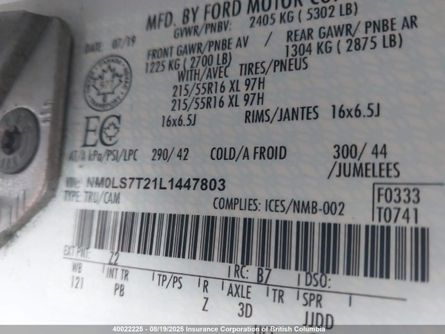 Ford 2020 2020 NM0LS7T21L1447803 Image 9
