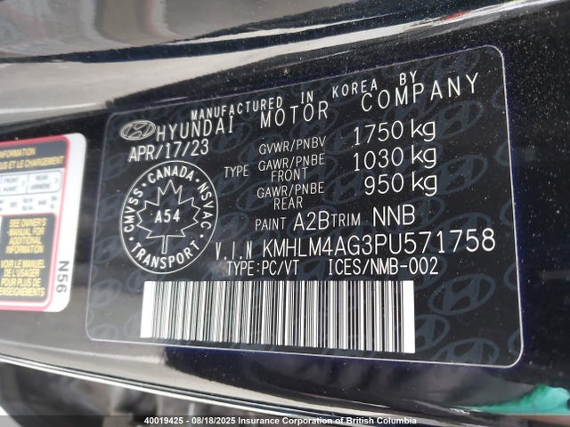 Hyundai mpi nu pe 2023 KMHLM4AG3PU571758 Image 9