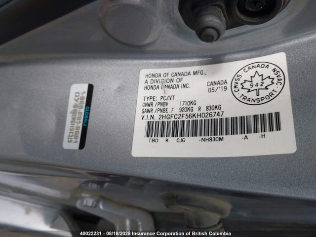 Honda Civic 2019 2HGFC2F56KH026747 Image 35