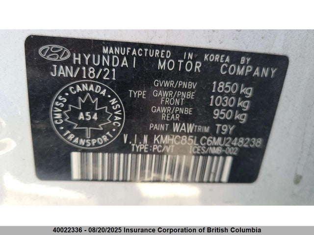 KMHC85LC6MU248238 Hyundai gdi kappa