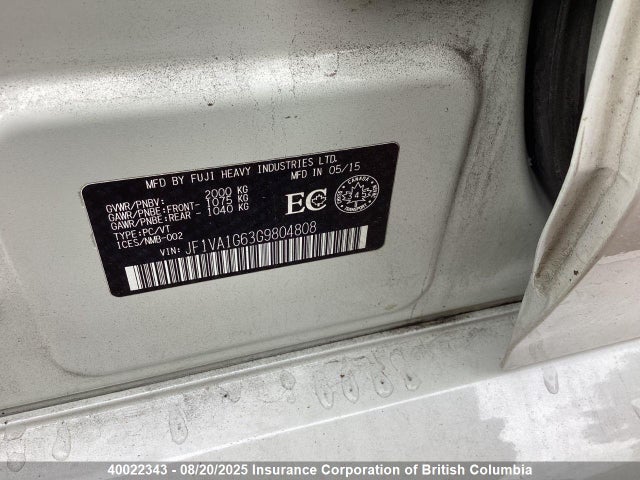 JF1VA1G63G9804808 Subaru 2.0 dib turbo