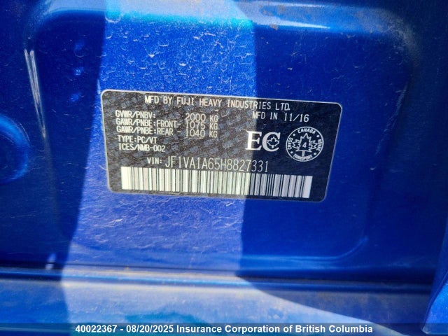 Subaru dib 2017 JF1VA1A65H8827331 Image 5