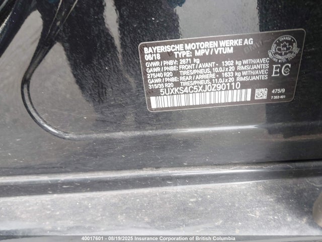 5UXKS4C5XJ0Z90110 BMW X5