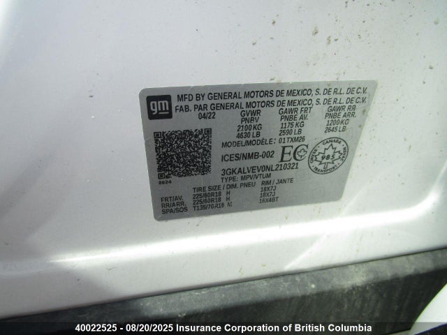3GKALVEV0NL210321 GMC lyx