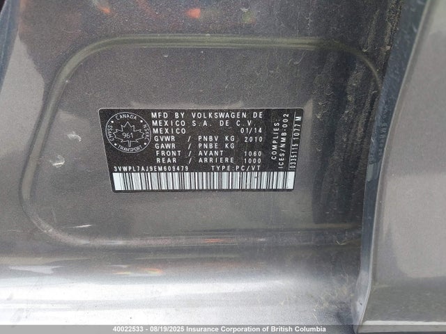 3VWPL7AJ9EM609479 Volkswagen 2014