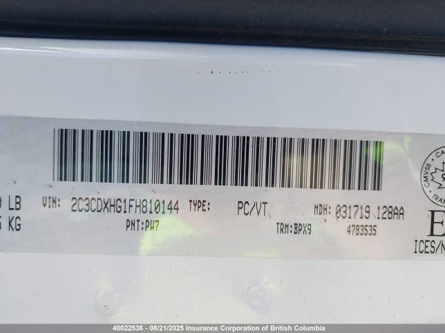 2C3CDXHG1FH810144 Dodge 2015