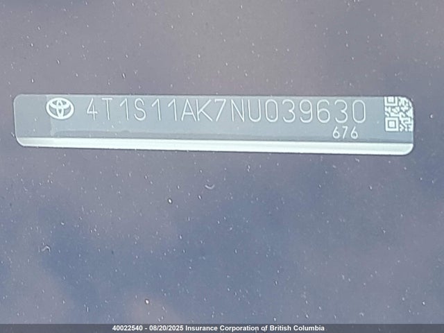 4T1S11AK7NU039630 Toyota a25a-fks