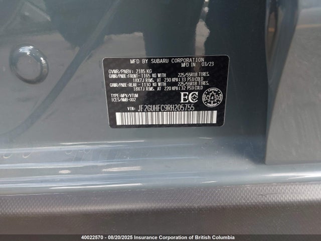 JF2GUHFC9RH205755 Subaru na