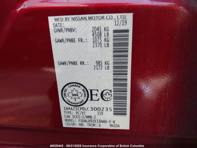 1N4AZ1CP0LC300235 Nissan 2020