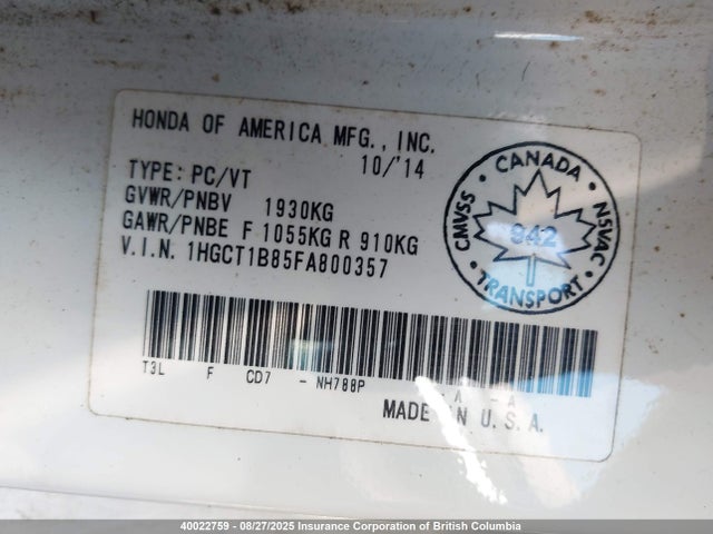 Honda k24w1 2015 1HGCT1B85FA800357 Image 18