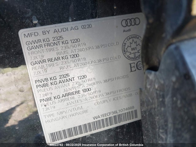 Audi 2020 2020 WA1EECF36L1074669 Image 9