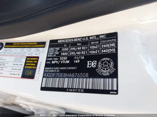 Mercedes-Benz m278 2017 4JGDF7DE8HA876508 Image 19