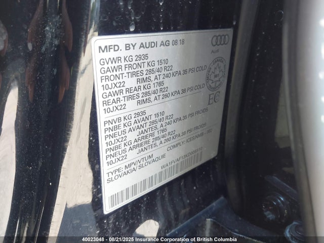 Audi 3.0t 2019 WA1FVAF13KD005510 Image 9