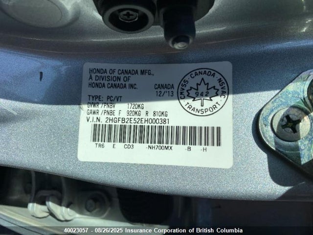 Honda r18z1 2014 2HGFB2E52EH000381 Image 6