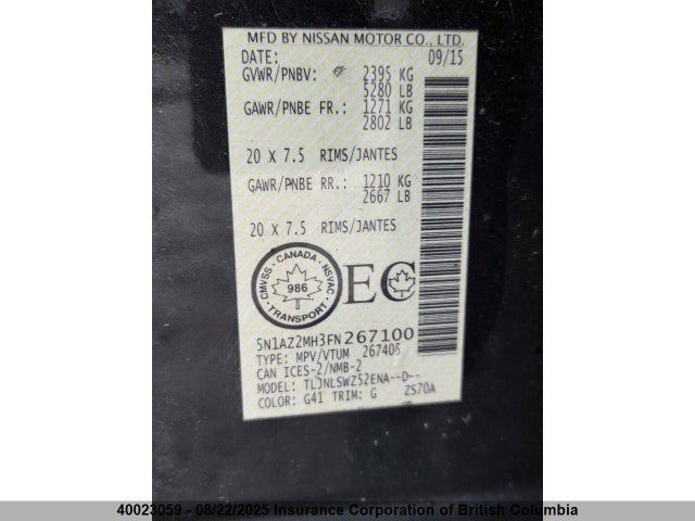 5N1AZ2MH3FN267100 Nissan 2015
