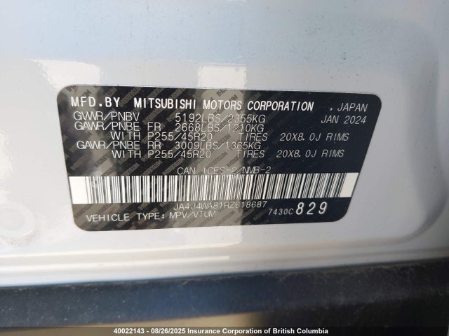 JA4J4WA81RZ618687 Mitsubishi Outlander