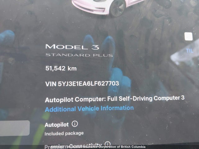 5YJ3E1EA6LF627703 Tesla MODEL 3