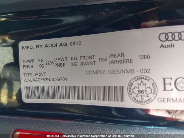 Audi 40 tfsi (2.0t) 2022 WAUAACF53NA039704 Image 9