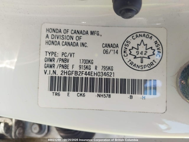 Honda r18z1 2014 2HGFB2F44EH034621 Image 17