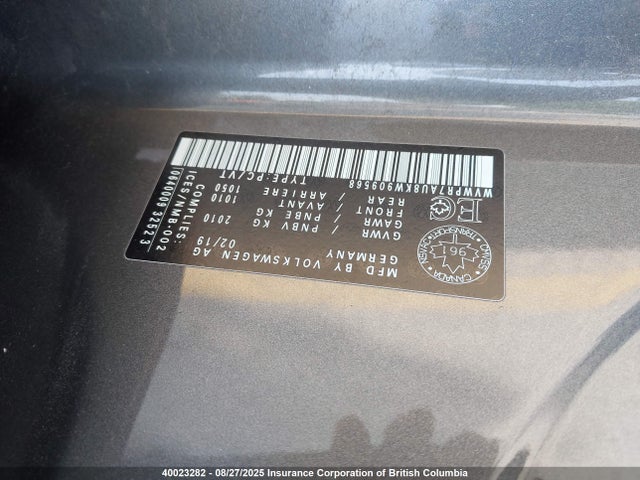WVWPR7AU8KW909568 Volkswagen 2019