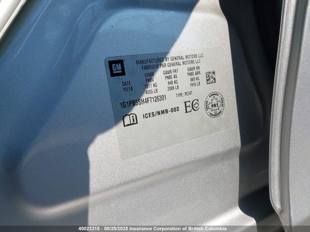 Chevrolet luw 2015 1G1PB5SH4F7126301 Image 9