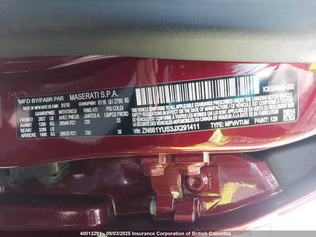ZN661YUS3JX291411 Maserati m156e