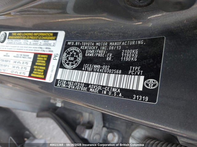 Toyota 2ar-fe 2014 4T1BF1FK4EU302568 Image 9