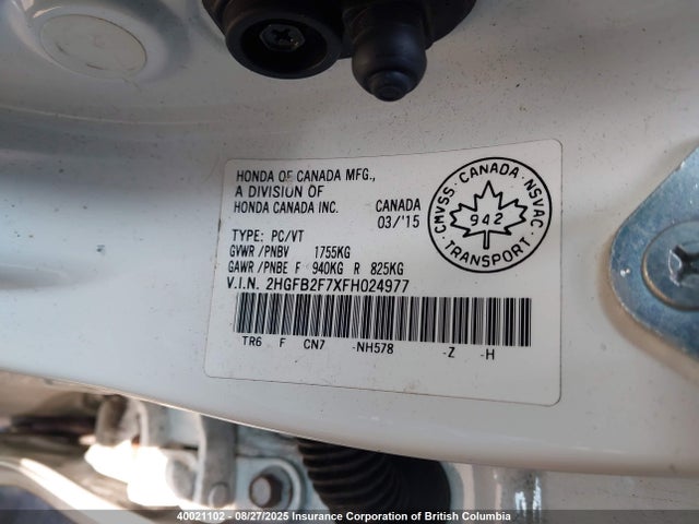 Honda r18z1 2015 2HGFB2F7XFH024977 Image 9
