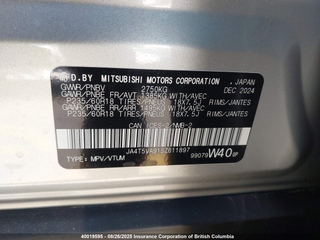 Mitsubishi Outlander 2025 JA4T5VA91SZ611897 Image 9