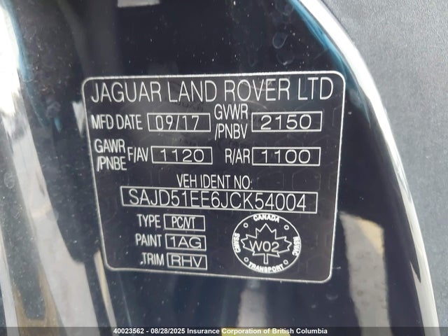 Jaguar aj133 2018 SAJD51EE6JCK54004 Image 9