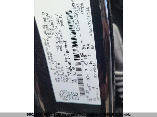 Ford 2.7l-4v 2019 1FTEW1EP2KFB07924 Image 5