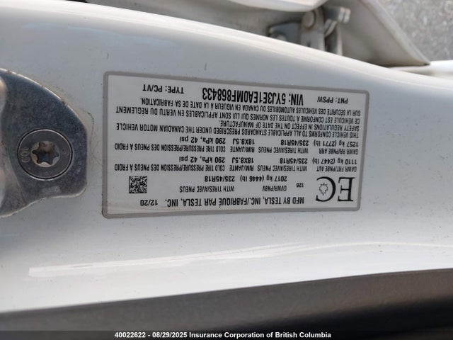 5YJ3E1EA0MF868433 Tesla MODEL 3