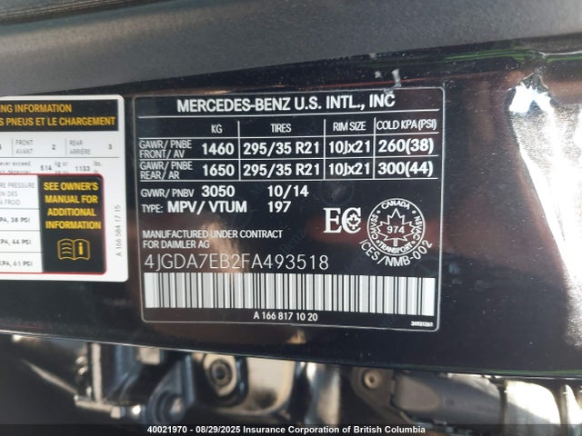 Mercedes-Benz Ml-Class 2015 4JGDA7EB2FA493518 Image 9