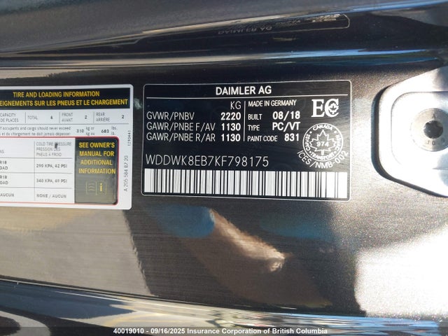 Mercedes-Benz m264 2019 WDDWK8EB7KF798175 Image 9