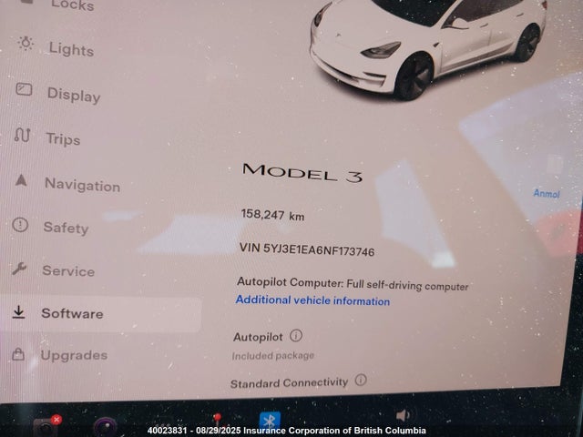 5YJ3E1EA6NF173746 Tesla MODEL 3