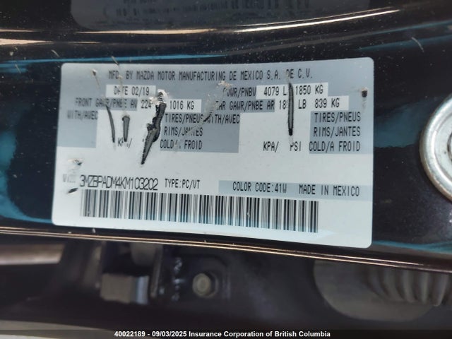 Mazda py cylinder deactivation 2019 3MZBPADM4KM103202 Image 9