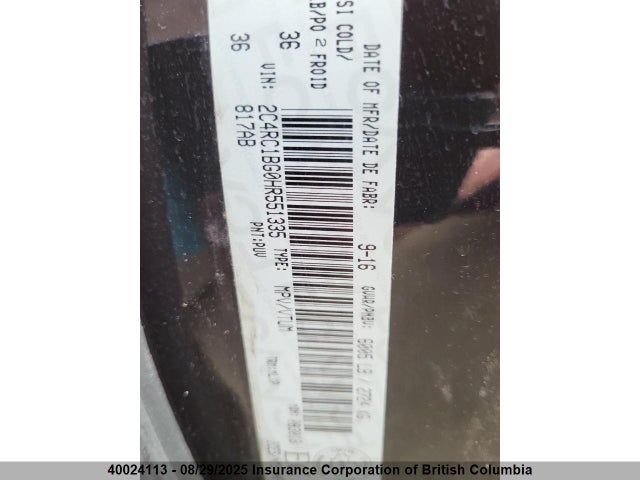 2C4RC1BG0HR551335 Chrysler Pacifica