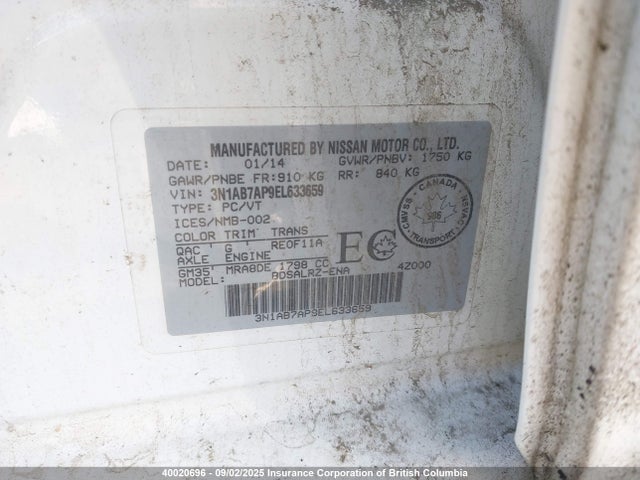 3N1AB7AP9EL633659 Nissan Sentra
