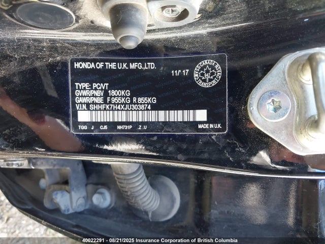 SHHFK7H4XJU303874 Honda l15ba