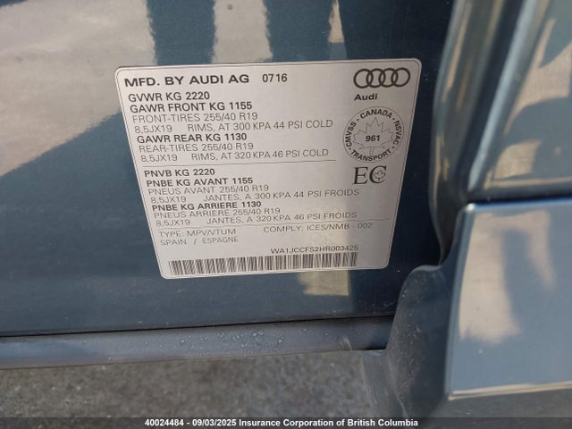 WA1JCCFS2HR003425 Audi Q3
