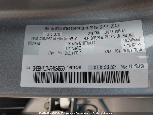 Mazda pe 2015 3MZBM1L74FM184650 Image 9