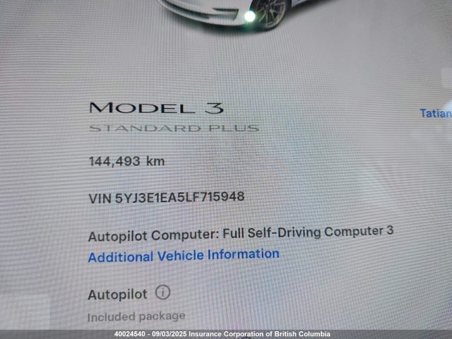 5YJ3E1EA5LF715948 Tesla MODEL 3
