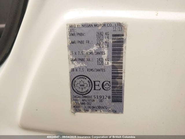 5N1AL0MM8EC519128 Infiniti QX60
