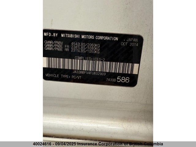 Mitsubishi LANCER EVOLUTION 2015 JA32W8FV4FU602909 Image 4