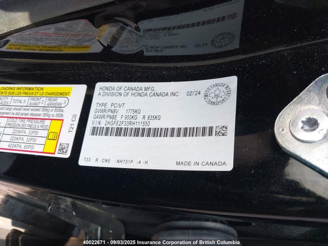 Honda k20c2 2024 2HGFE2F33RH111550 Image 18