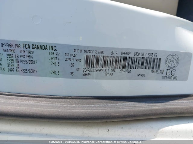 2C4RDGDG3HR871911 Dodge Grand Caravan